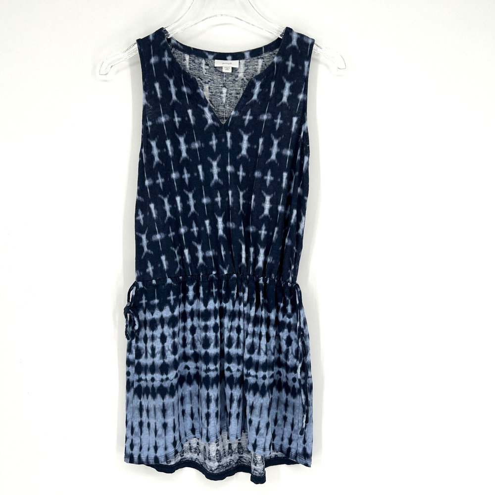 J Jill Tunic Top Womens XSP Blue Tie Dye Boho‎ Linen Blend Lightweight